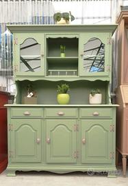 Credenza dispensa verde con vetrine provenzale