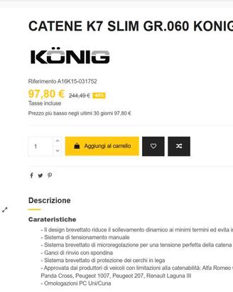 CATENE DA NEVE KONIG K7 slim 060 Fiat Panda
