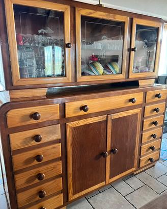 Credenza con alzata a vetrina art deco italiano
