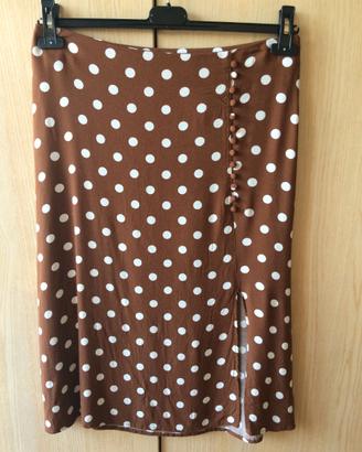 Gonna midi NUOVA marrone pois viscosa Camaieu