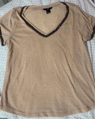 Maglia mezza manica con brillantini