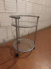 Carrello con ruote in vetro e metallo