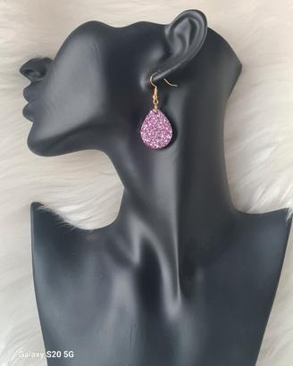 Orecchini glitterati fucsia