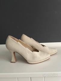 Scarpe donna camoscio panna vintage