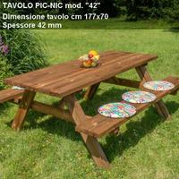 Tavolo pic nic in legno impregnato con panche