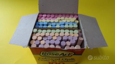 Scatola 100 gessi colorati rotondi, nuovi, mai usa