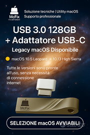 USB AVVIABILE 128GB - 9 Versioni macOS Legacy in 1