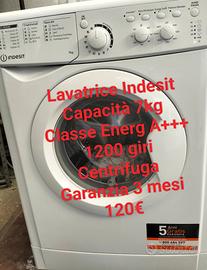 Lavatrice Indesit 7kg A+++ 1200 Giri Centrifuga 