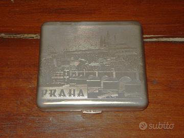 porta sigarette ottone astuccio argentato vintage
