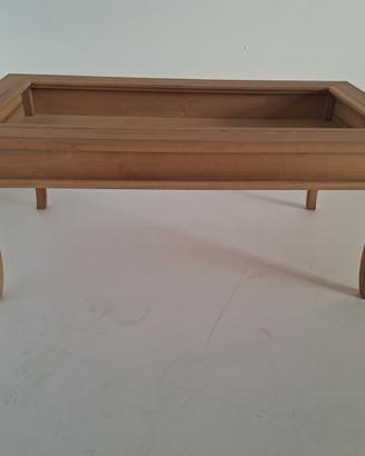 Tavolino rettangolare con bacheca in legno