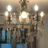 lampadario con gocce in vetro/cristallo