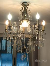 lampadario con gocce in vetro/cristallo