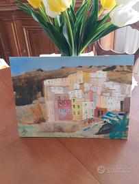 Salvatore Magazzini "Riomaggiore" olio su tavola