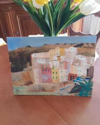 Salvatore Magazzini "Riomaggiore" olio su tavola