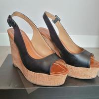 Sandali zeppe PrimaDonna legno e cuoio nero, 38