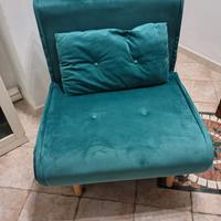 Poltrona letto velluto verde ottanio 