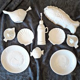set servire tavola pesce porcellana vintage 