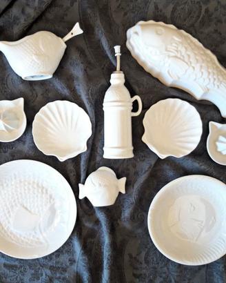 set servire tavola pesce porcellana vintage 