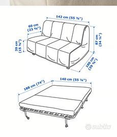 Divano Letto Ikea 140x190 come nuovo