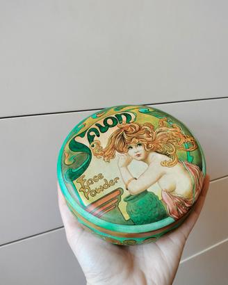 Scatola di latta vintage Salone Face Powder