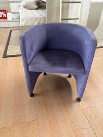 Poltrona in tessuto microfibra blu