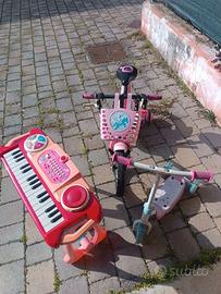 Bicicletta con rotelle monopattino e tastiera winx