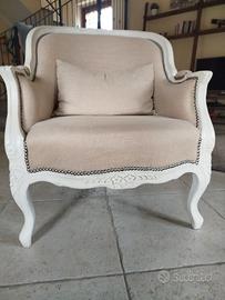 Coppia di poltrone vintage, frassino e lino beige