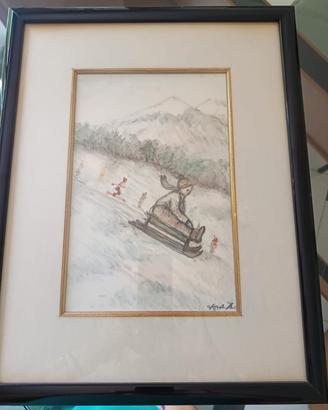 Quadro bimbo su slitta