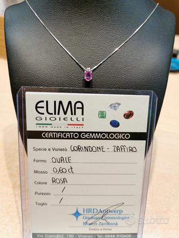 Collana in oro con zaffiro rosa