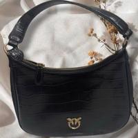 Borsa pinko nera a spalla, in ecopelle