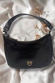 Borsa pinko nera a spalla, in ecopelle