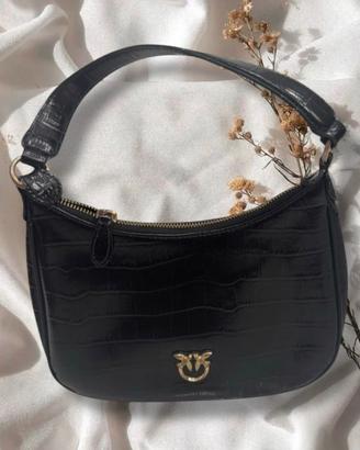 Borsa pinko nera a spalla, in ecopelle