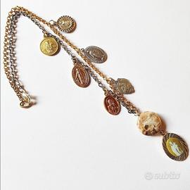 Collana con medaglie religiose cattoliche vintage