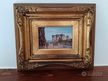 V. Vaccari, dipinto olio su cartoncino 