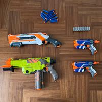 Lotto 4 Blaster NERF Originali + Accessori