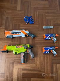 Lotto 4 Blaster NERF Originali + Accessori