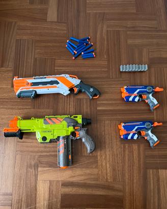Lotto 4 Blaster NERF Originali + Accessori