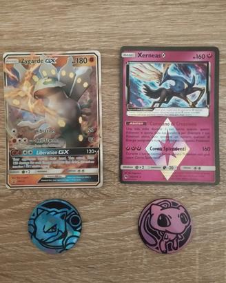 Lotto Carte Pokemon+2 Monete (Mew e Blastoise)