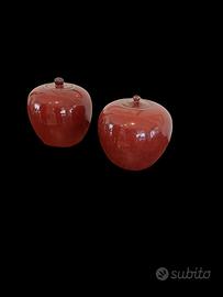 Coppia Di Potiche Sangue Di Bue Cina Metà 800