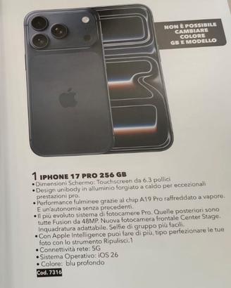 APPLE IPHONE 17 PRO 256 GB NUOVO MAI USATO