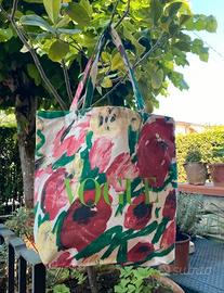 Vogue Floreale Verde - Borsa Tote Bag In Cotone