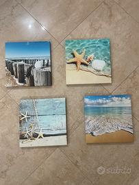 4 stampe su tela (canvas) a tema marino