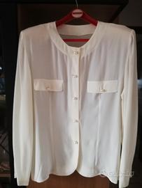 camicia bianca misto seta nuova 