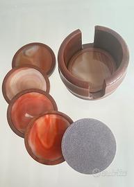 SOTTOBICCHIERI in AGATA NATURALE e LEGNO