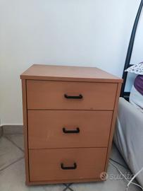 N.2 Comodino 3 cassetti legno chiaro