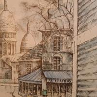 quadro acquarello realizzato a Montmartre Parigi