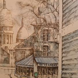 quadro acquarello realizzato a Montmartre Parigi