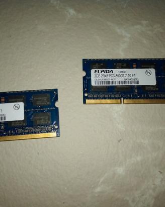 4 GIGA DI RAM PER COMPUTER PORTABILE  SONO DUE 2X2