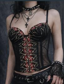 Corsetto nero ricamato goth/punk come nuovo – bust