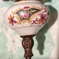 lampadario in ferro e ceramica decorata 